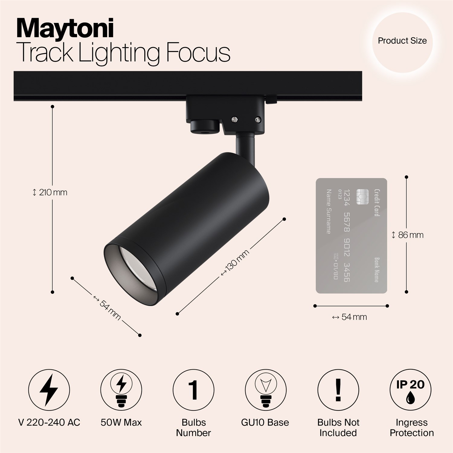 Maytoni Трековый светильник Focus черный матовый TR004-1-GU10-B