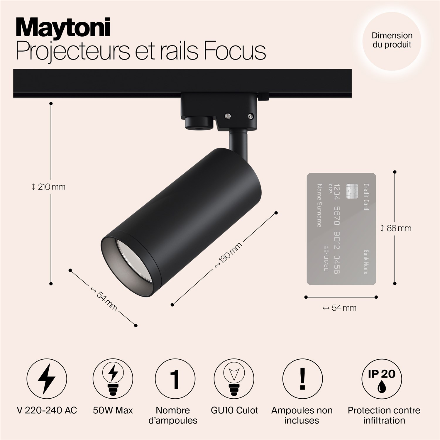 Maytoni Трековый светильник Focus черный матовый TR004-1-GU10-B
