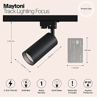 Maytoni Трековый светильник Focus черный матовый TR004-1-GU10-B