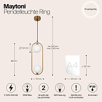 Maytoni Подвесной светильник. Цвет арматуры- Латунь Материал арматуры Металл. MOD013PL-02BS1