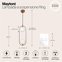 Maytoni Подвесной светильник. Цвет арматуры- Латунь Материал арматуры Металл. MOD013PL-02BS1