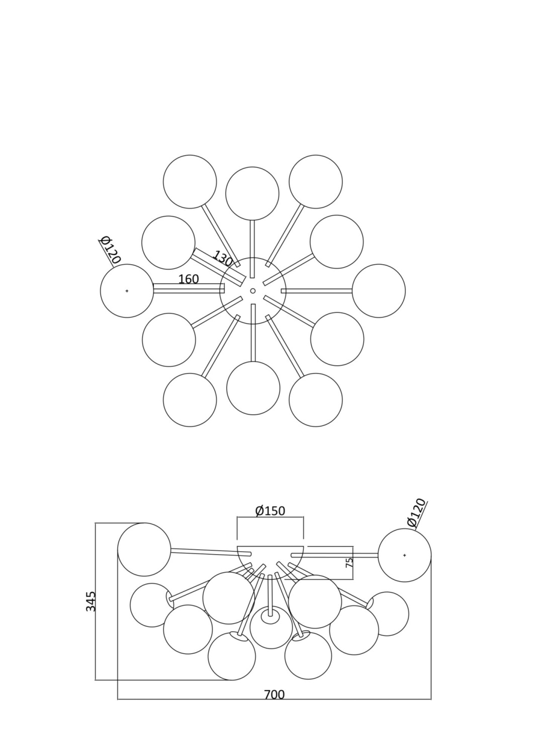 Freya Modern Alexis Потолочный светильник цвет: матовое золото FR5120CL-12G
