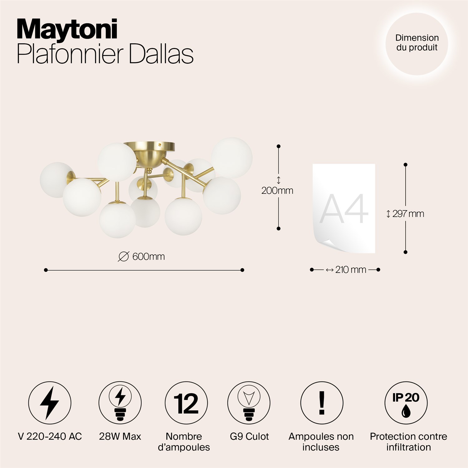 Maytoni Modern Dallas Потолочный светильник цвет: золото MOD545CL-12BS