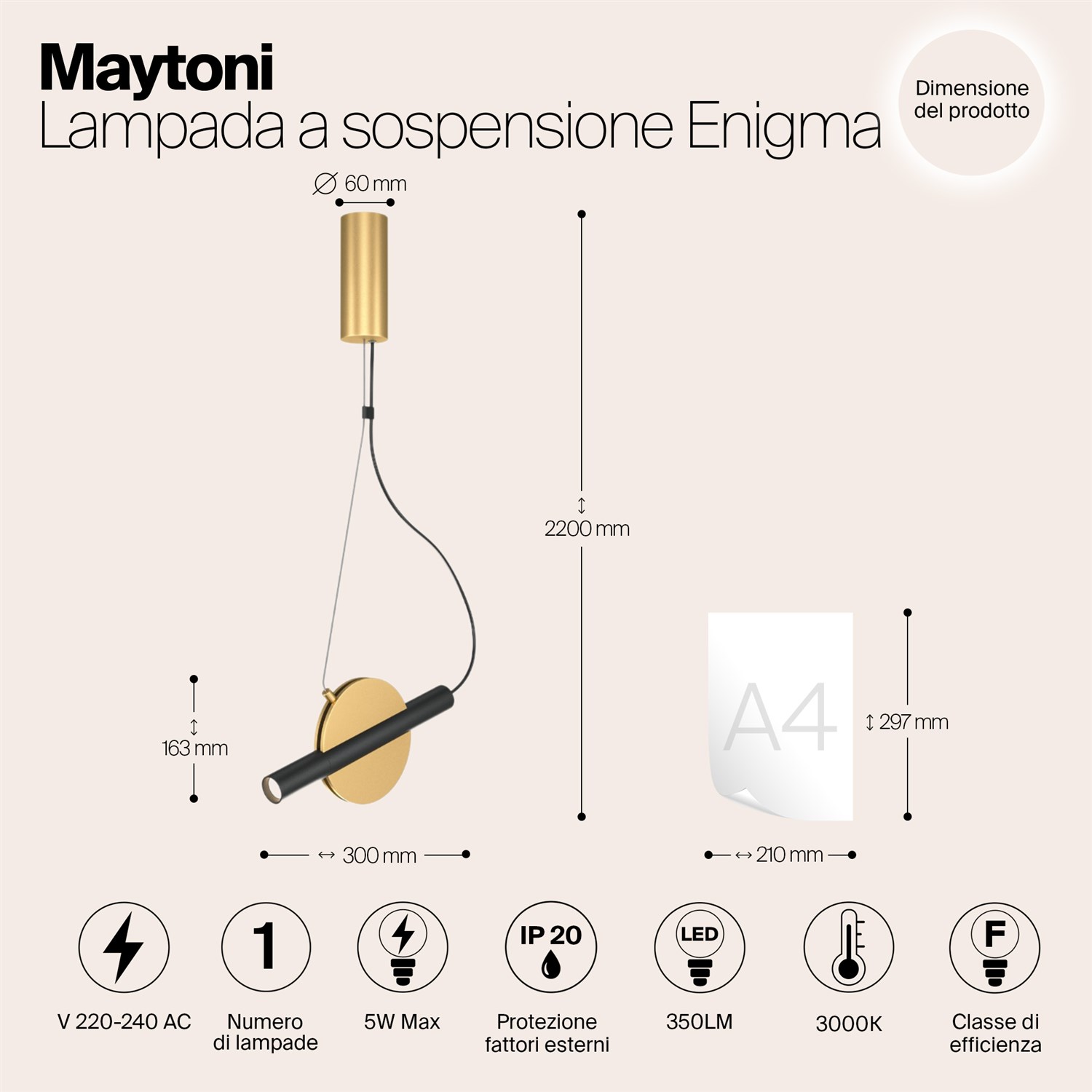 Maytoni Modern Enigma Подвесной светильник цвет: латунь MOD150PL-L5BS3K