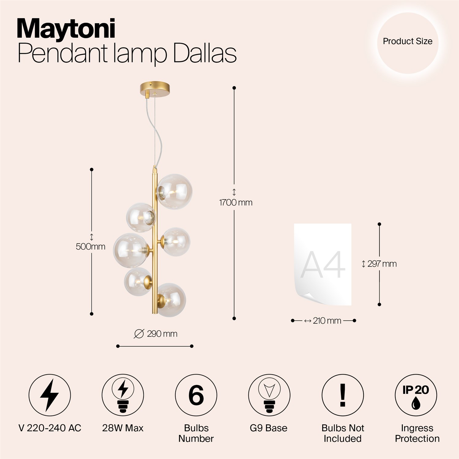 Maytoni Modern Dallas Подвесной светильник цвет: золото MOD545PL-06G