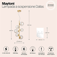 Maytoni Modern Dallas Подвесной светильник цвет: золото MOD545PL-06G