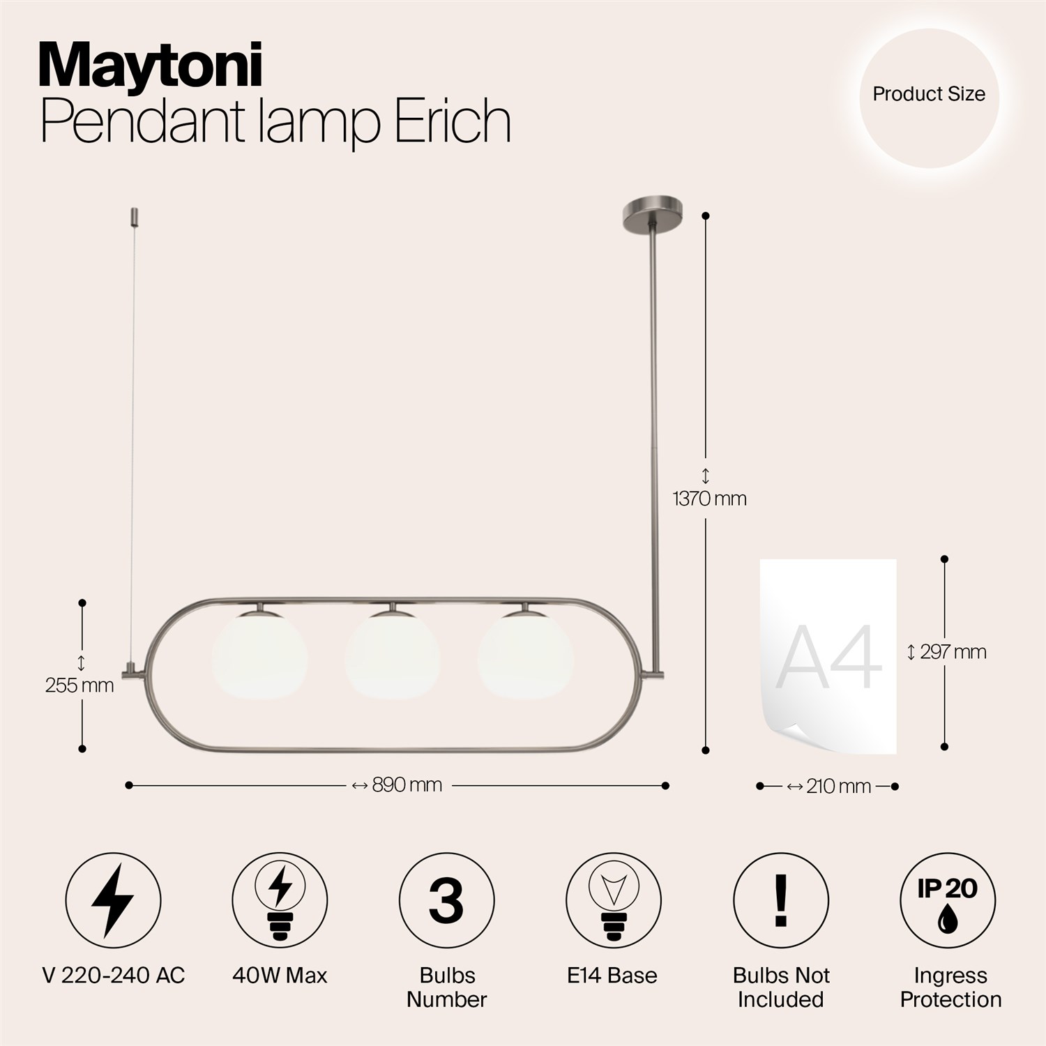 Maytoni Modern Erich Подвесной светильник цвет: никель MOD221PL-03N