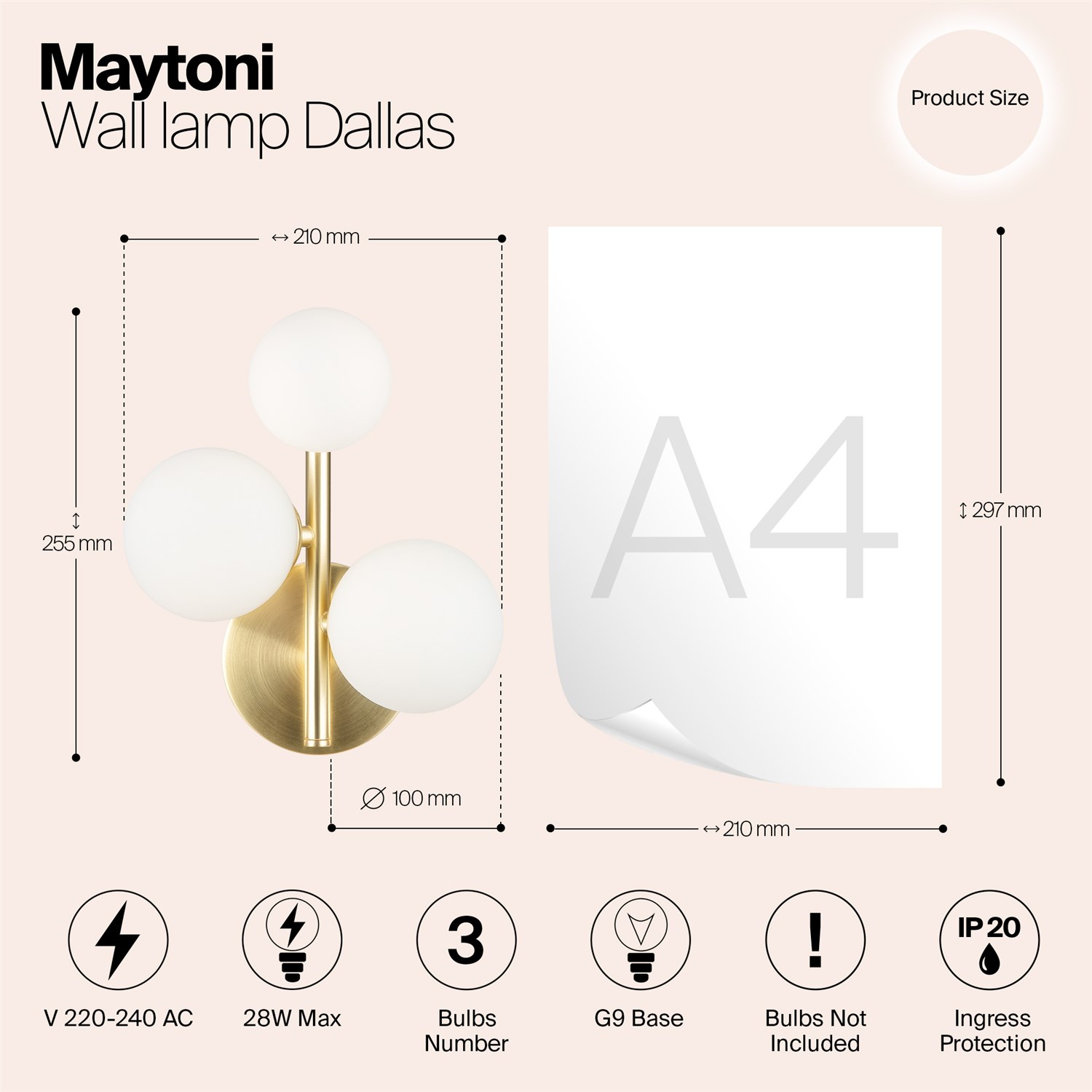 Maytoni Modern Dallas Настенный светильник (бра) цвет: золото MOD545WL-03BS