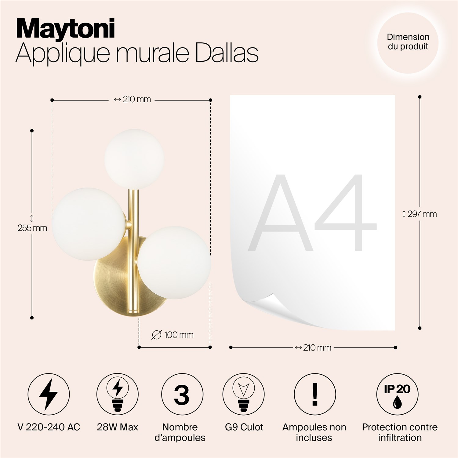 Maytoni Modern Dallas Настенный светильник (бра) цвет: золото MOD545WL-03BS