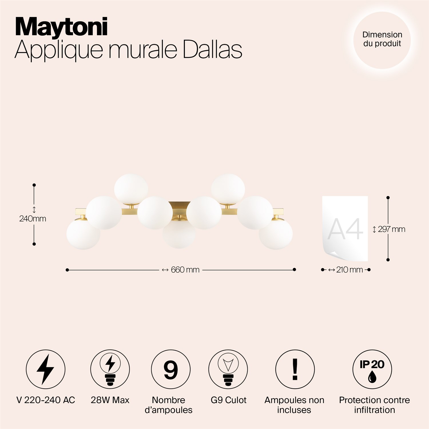 Maytoni Modern Dallas Настенный светильник (бра) цвет: золото MOD547WL-09BS