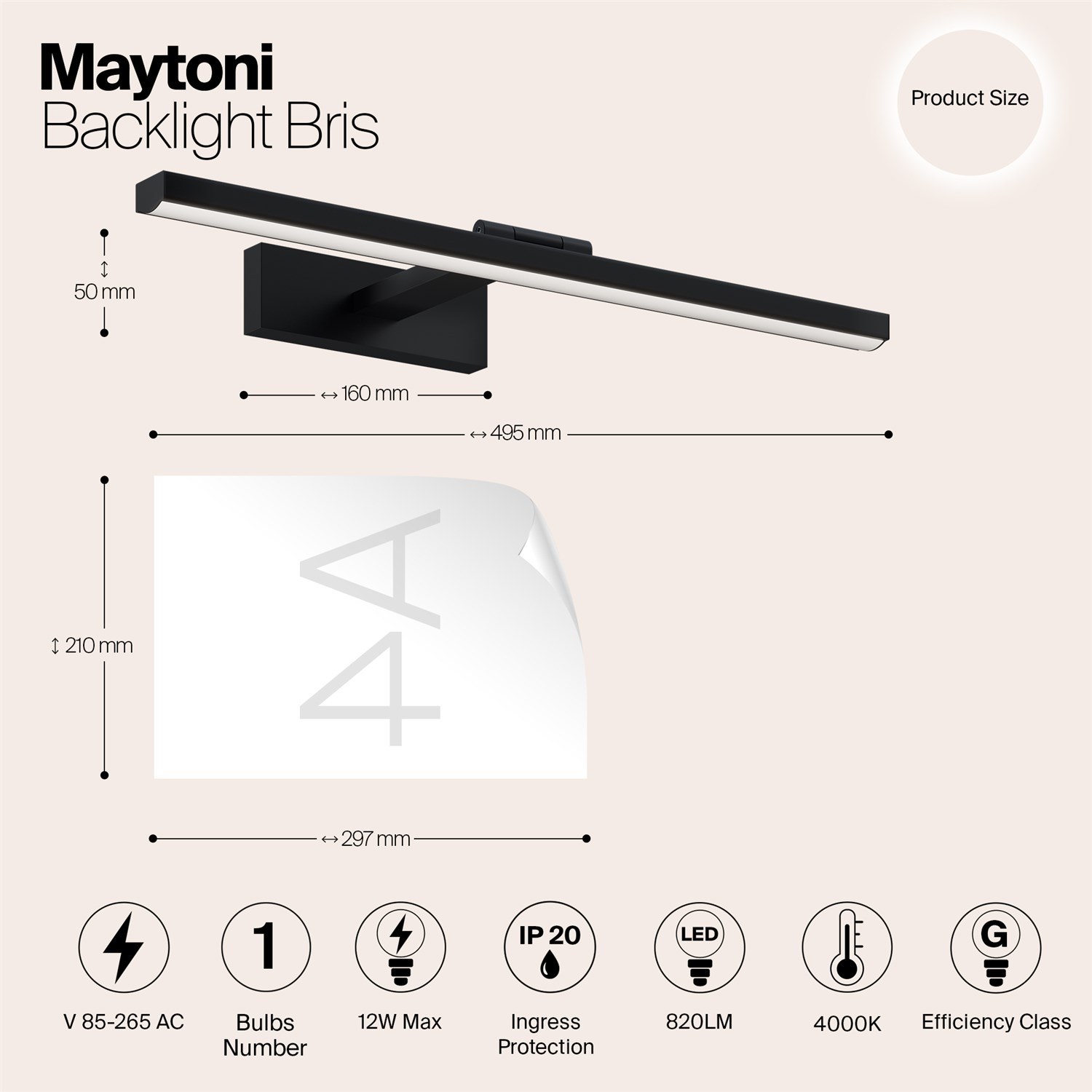 Maytoni Modern Bris Подсветка цвет: черный MIR008WL-L12B4K