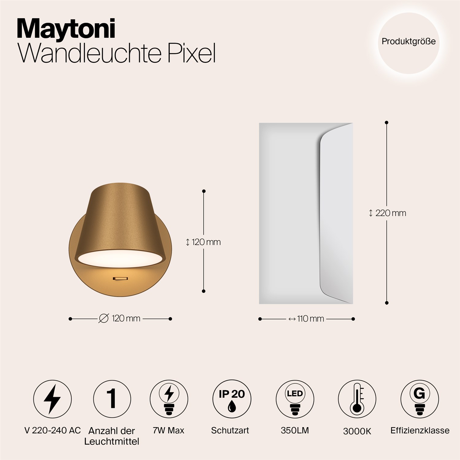 Maytoni Modern Pixel Настенный светильник (бра) цвет: латунь MOD421WL-L6BS3K