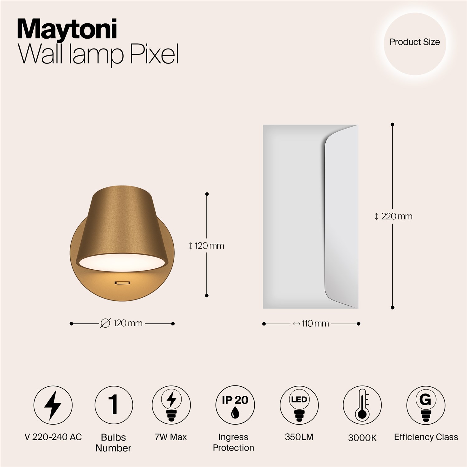 Maytoni Modern Pixel Настенный светильник (бра) цвет: латунь MOD421WL-L6BS3K