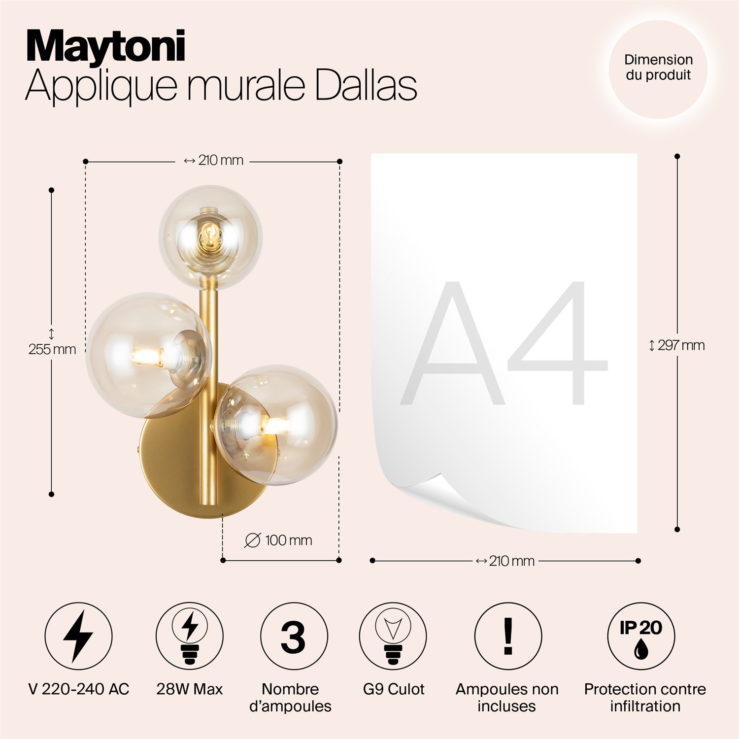 Maytoni Modern Dallas Настенный светильник (бра) цвет: золото MOD545WL-03G