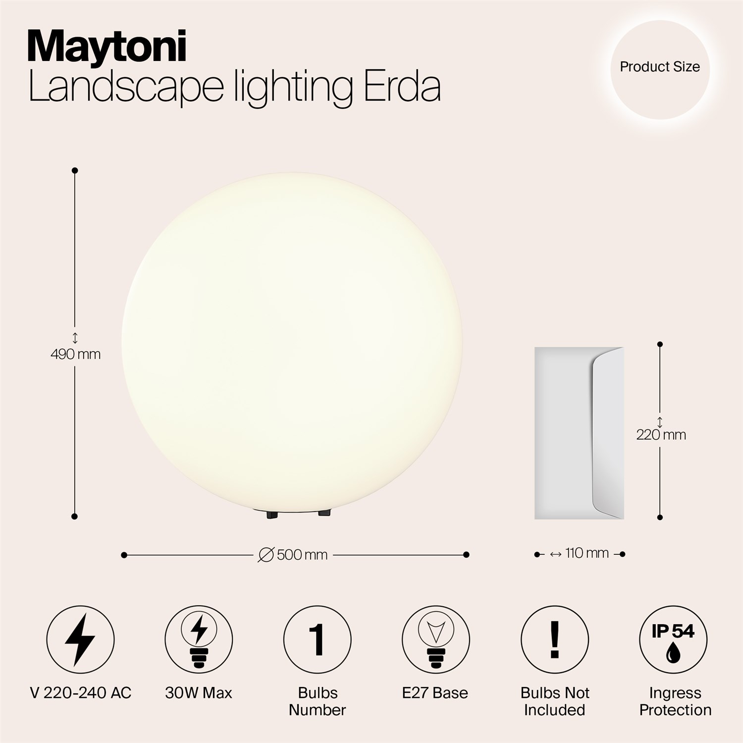 Maytoni Outdoor Erda Ландшафтный светильник цвет: белый O594FL-01W1