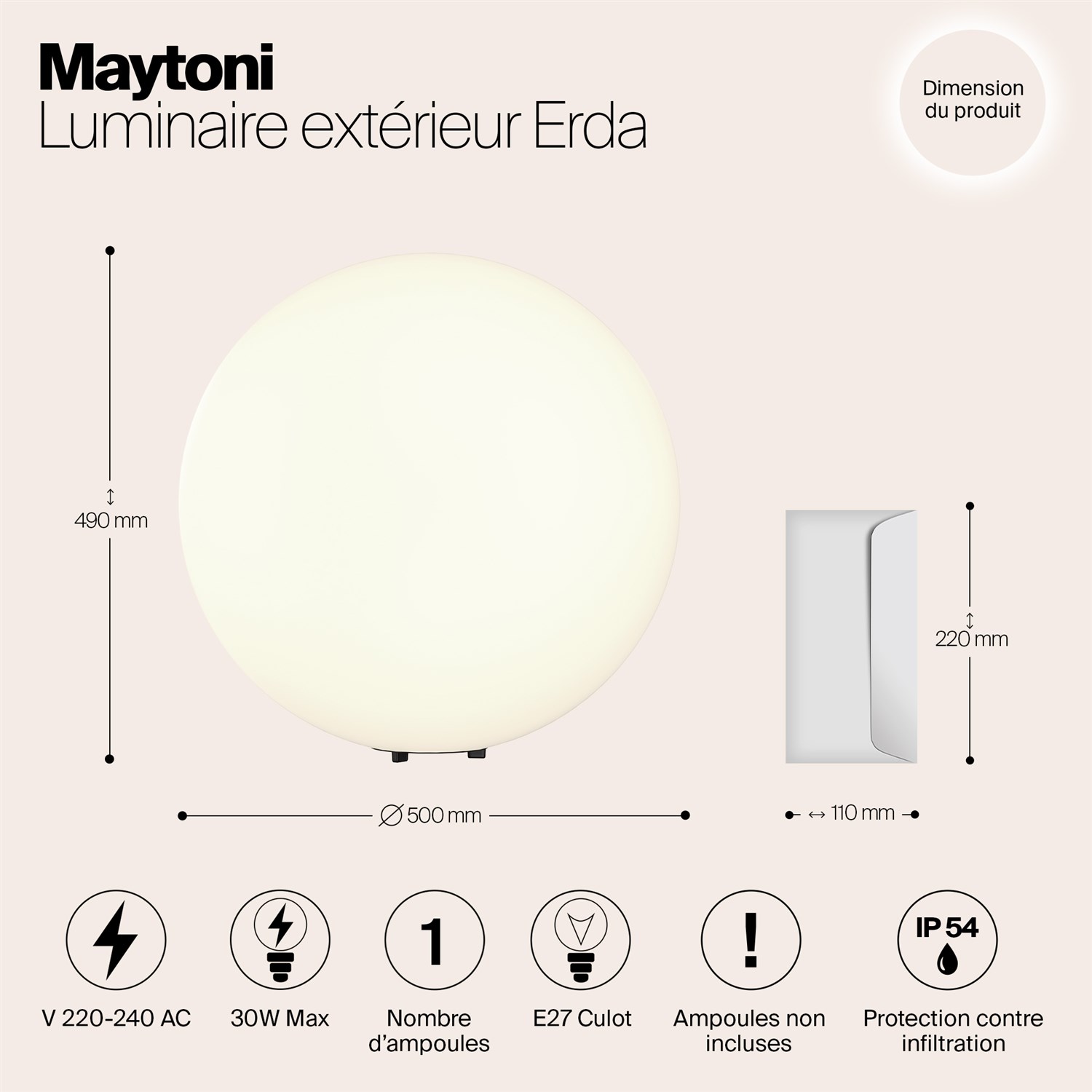 Maytoni Outdoor Erda Ландшафтный светильник цвет: белый O594FL-01W1