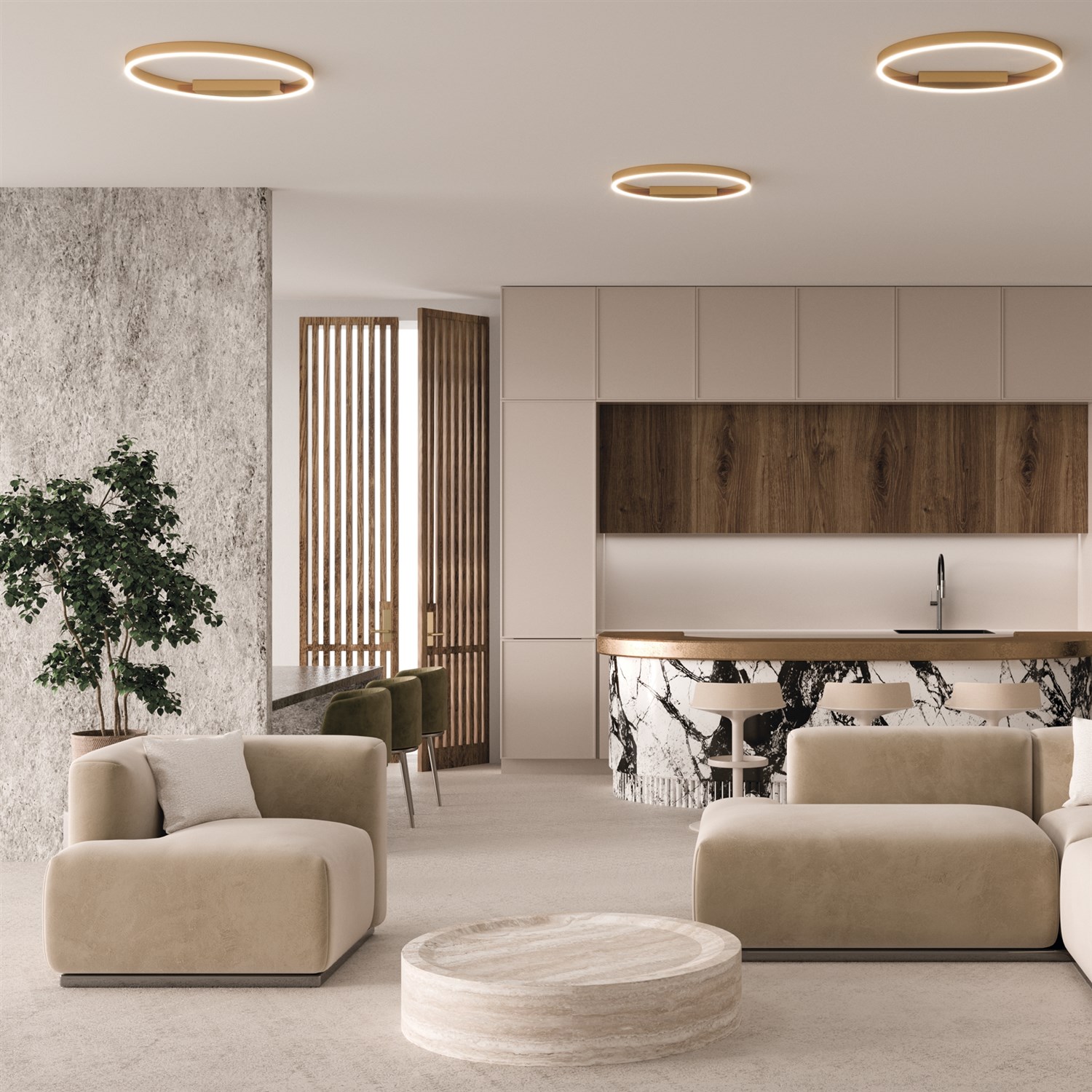 Maytoni Modern Rim Потолочный светильник цвет: латунь MOD058CL-L35BSK