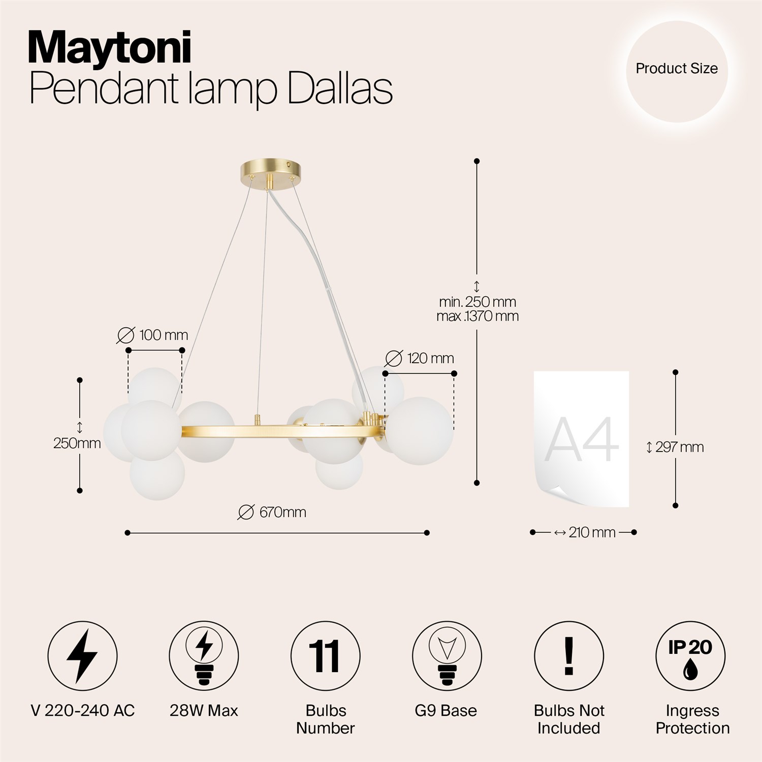 Maytoni Modern Dallas Подвесной светильник цвет: золото MOD545PL-11BS
