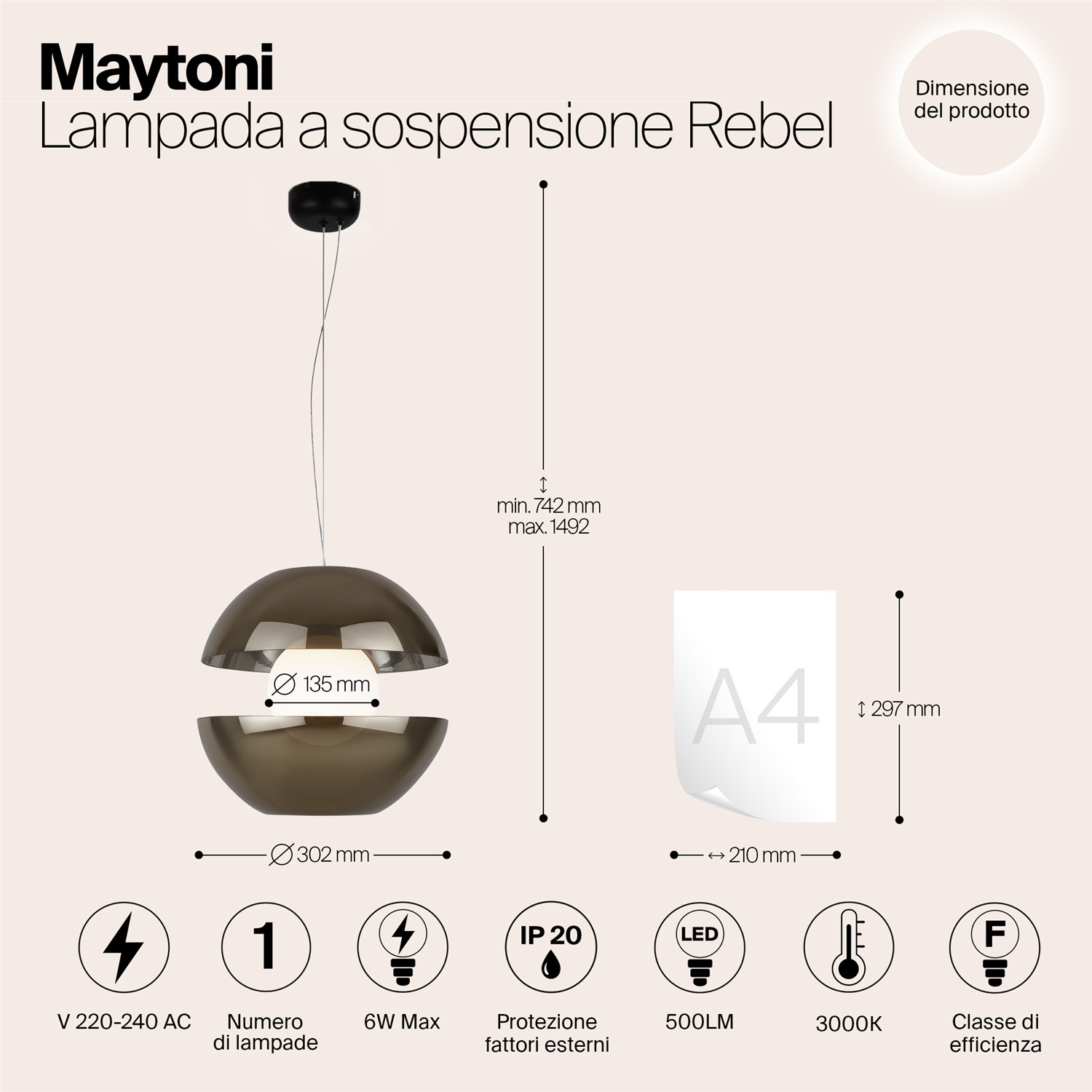 Maytoni Modern Rebel Подвесной светильник цвет: черный MOD322PL-L6G3K