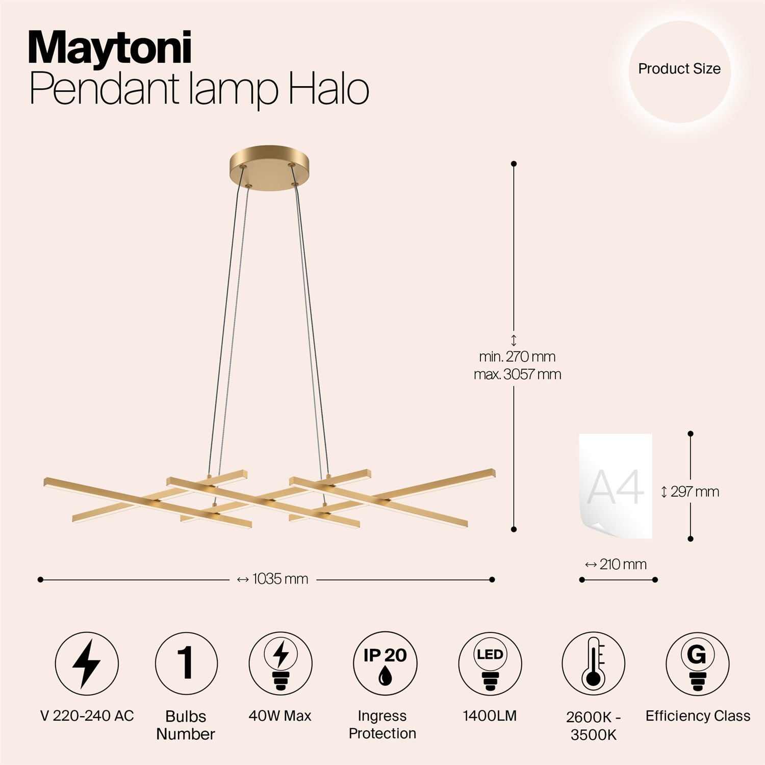 Maytoni Modern Halo Подвесной светильник цвет: латунь MOD244PL-L50BSK