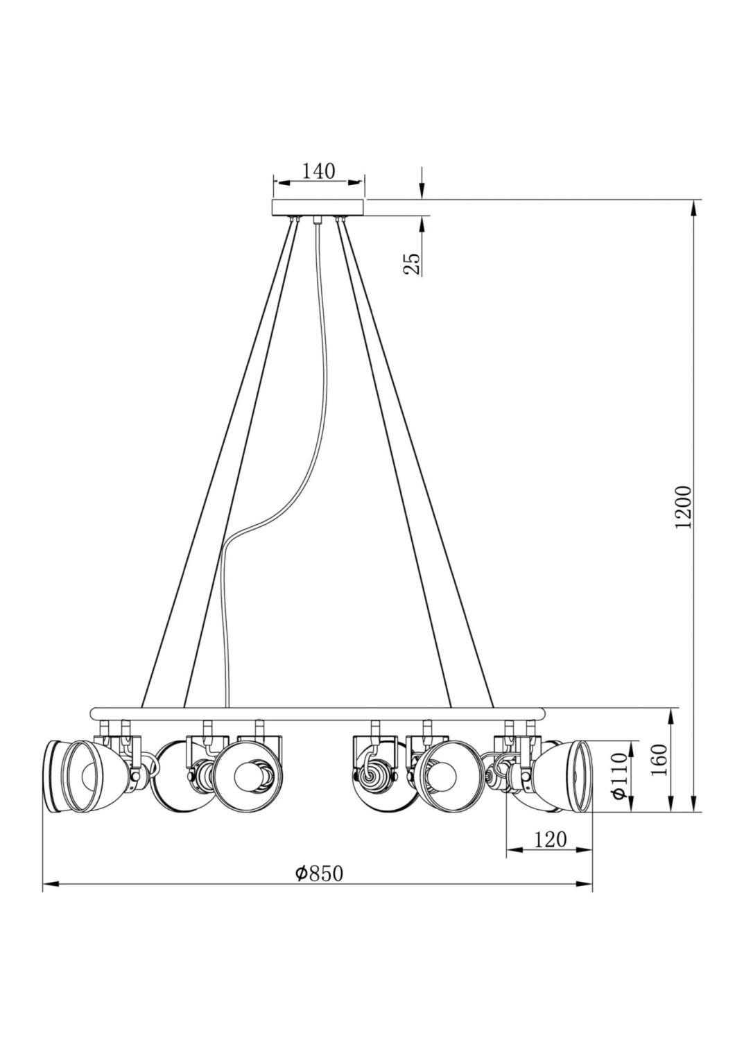 Freya Loft Roslyn Подвесной светильник цвет: белый FR4003PL-08W