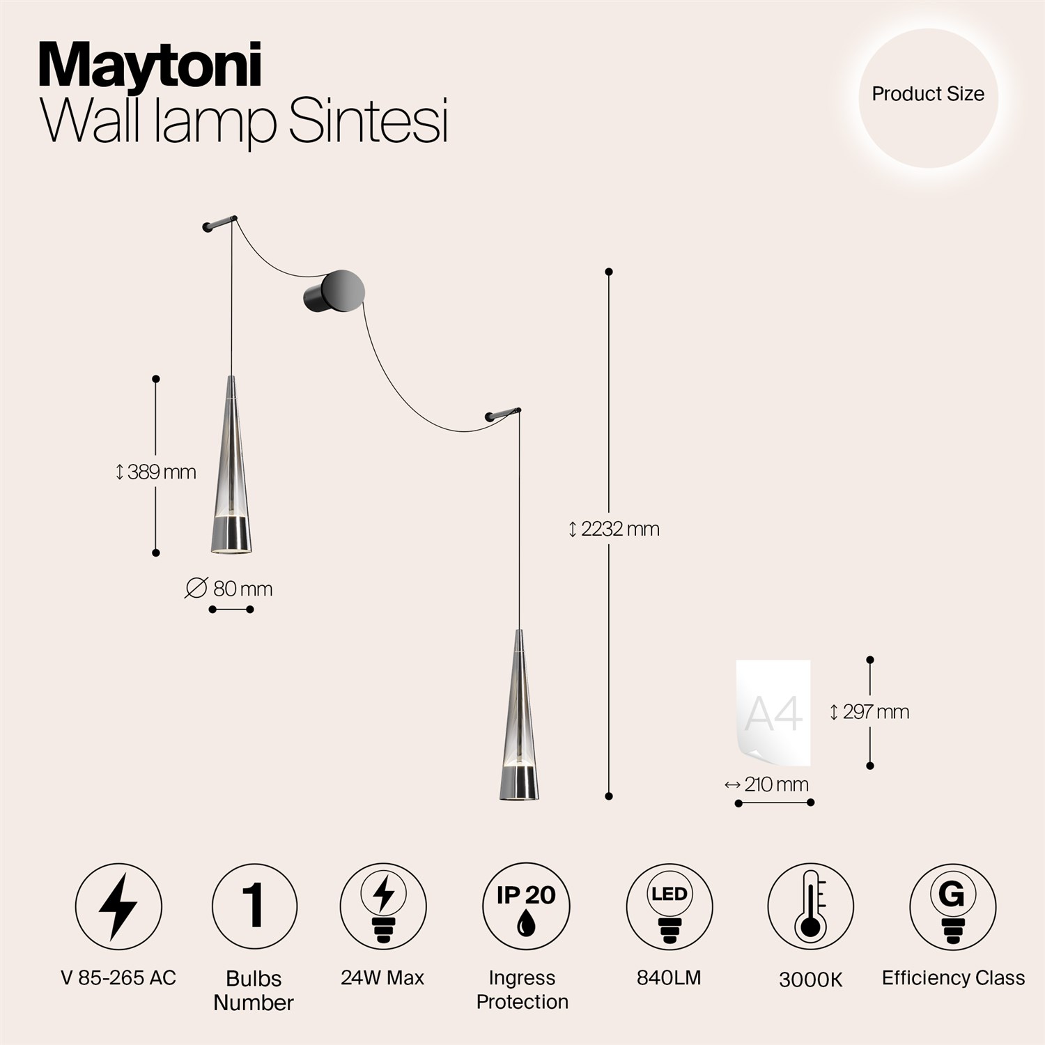 Maytoni Modern Sintesi Настенный светильник (бра) цвет: хром P090WL-L24CH3K
