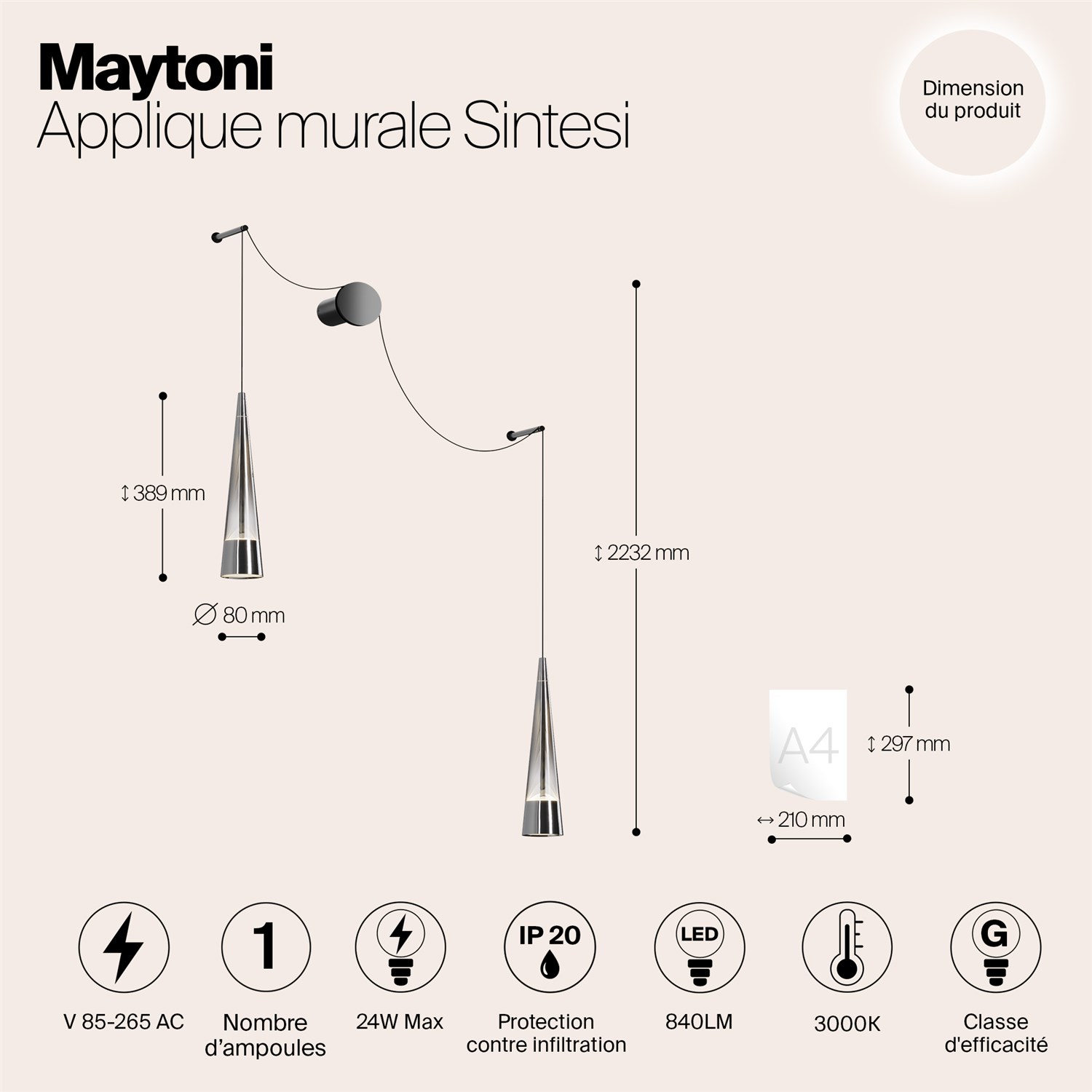 Maytoni Modern Sintesi Настенный светильник (бра) цвет: хром P090WL-L24CH3K