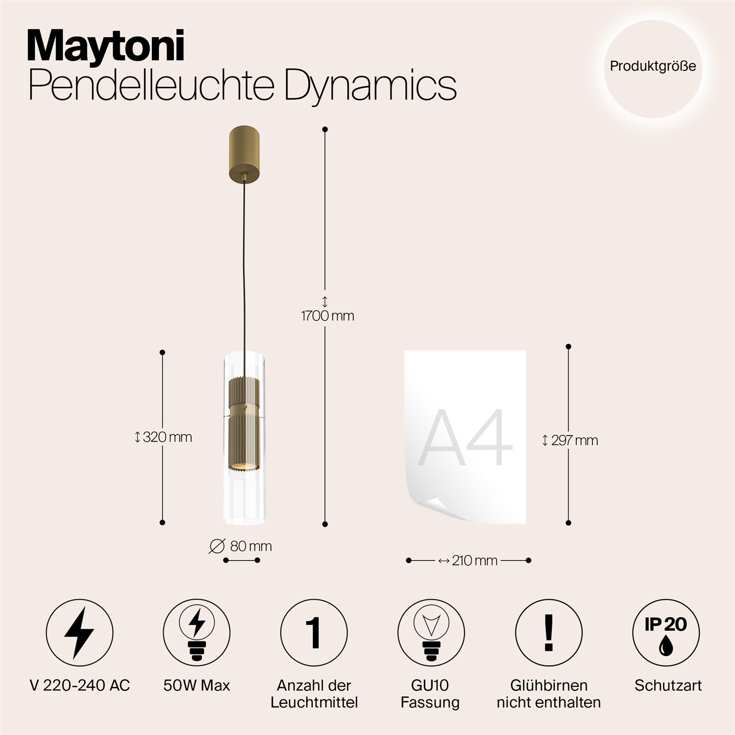 Maytoni Modern Dynamics Подвесной светильник цвет: золото MOD326PL-01MG