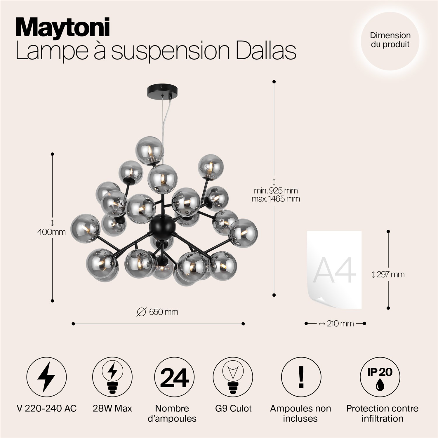 Maytoni Modern Dallas Подвесной светильник цвет: черный MOD545PL-24B