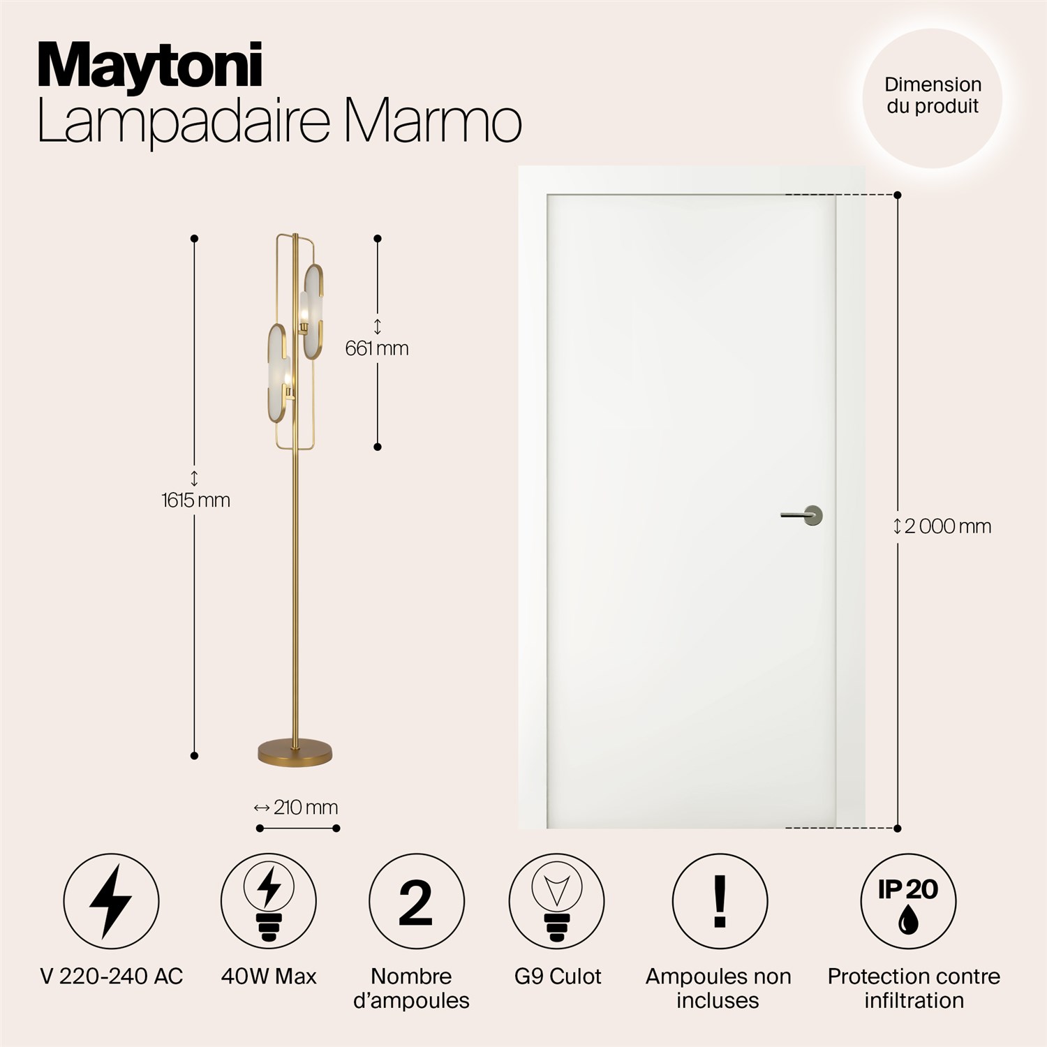 Maytoni Modern Marmo Напольный светильник (торшер) цвет: латунь MOD099FL-02G