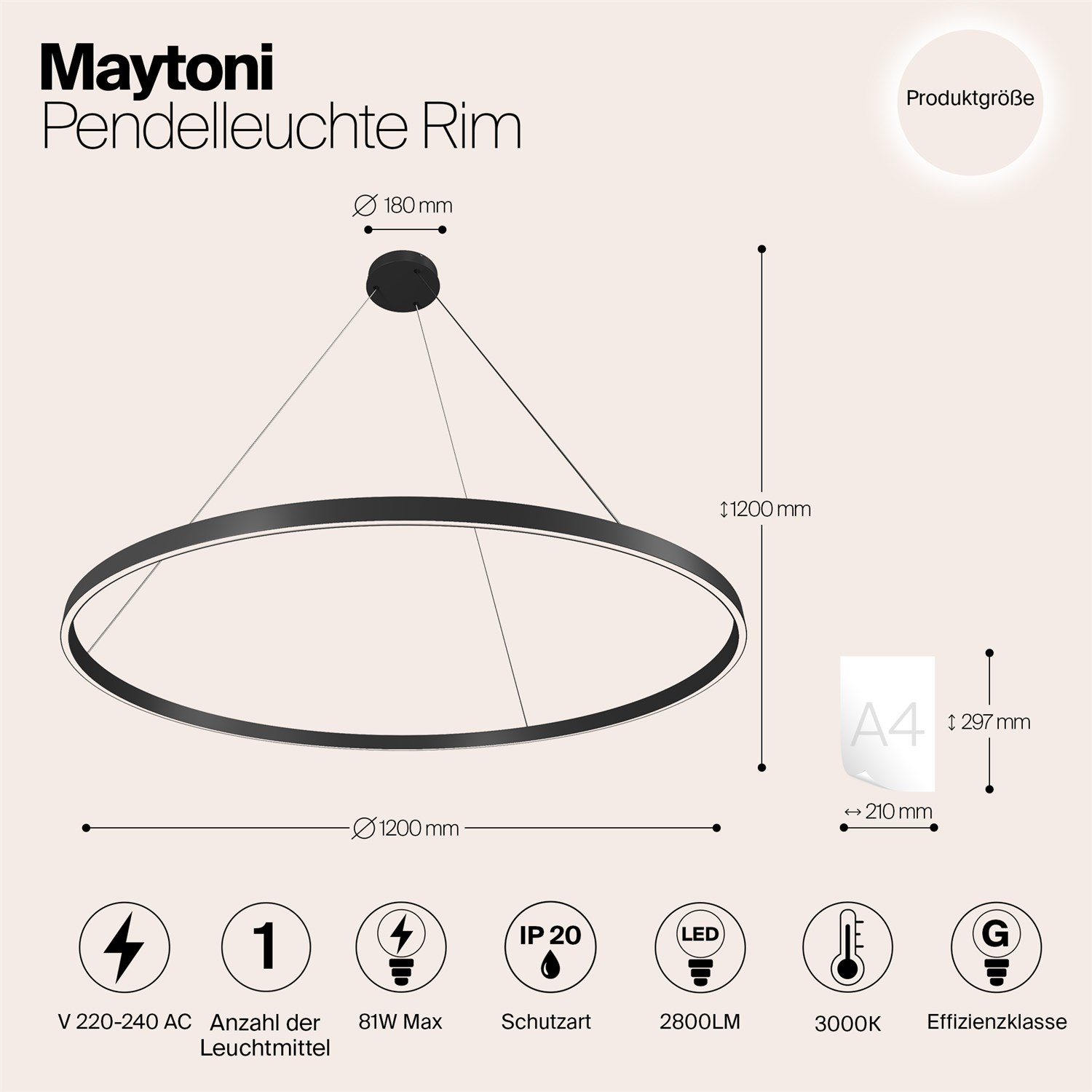 Maytoni Modern Rim Подвесной светильник цвет: черный MOD058PL-L65B3K