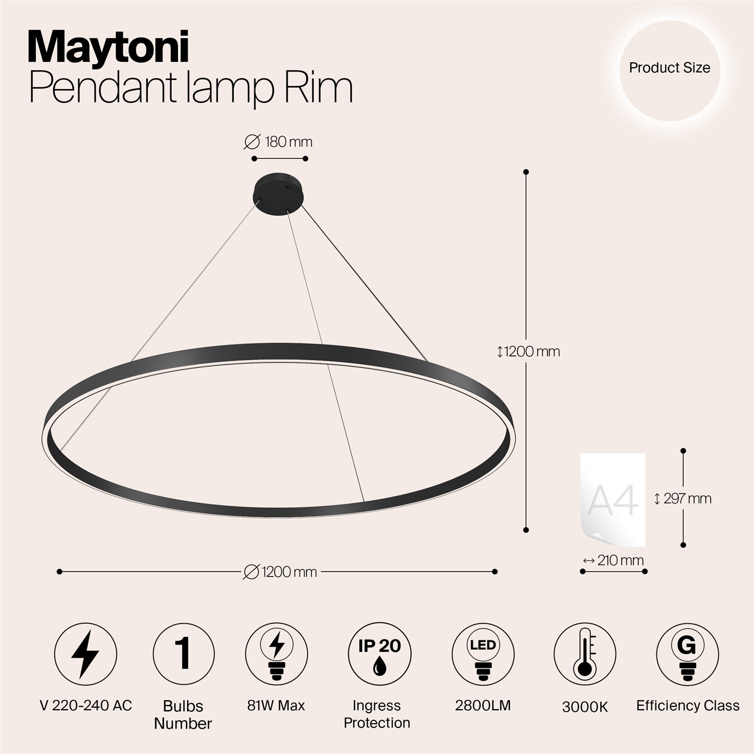 Maytoni Modern Rim Подвесной светильник цвет: черный MOD058PL-L65B3K