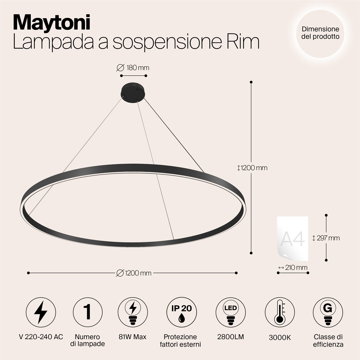Maytoni Modern Rim Подвесной светильник цвет: черный MOD058PL-L65B3K