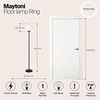 Maytoni Modern Ring Напольный светильник (торшер) цвет: черный MOD013FL-01B