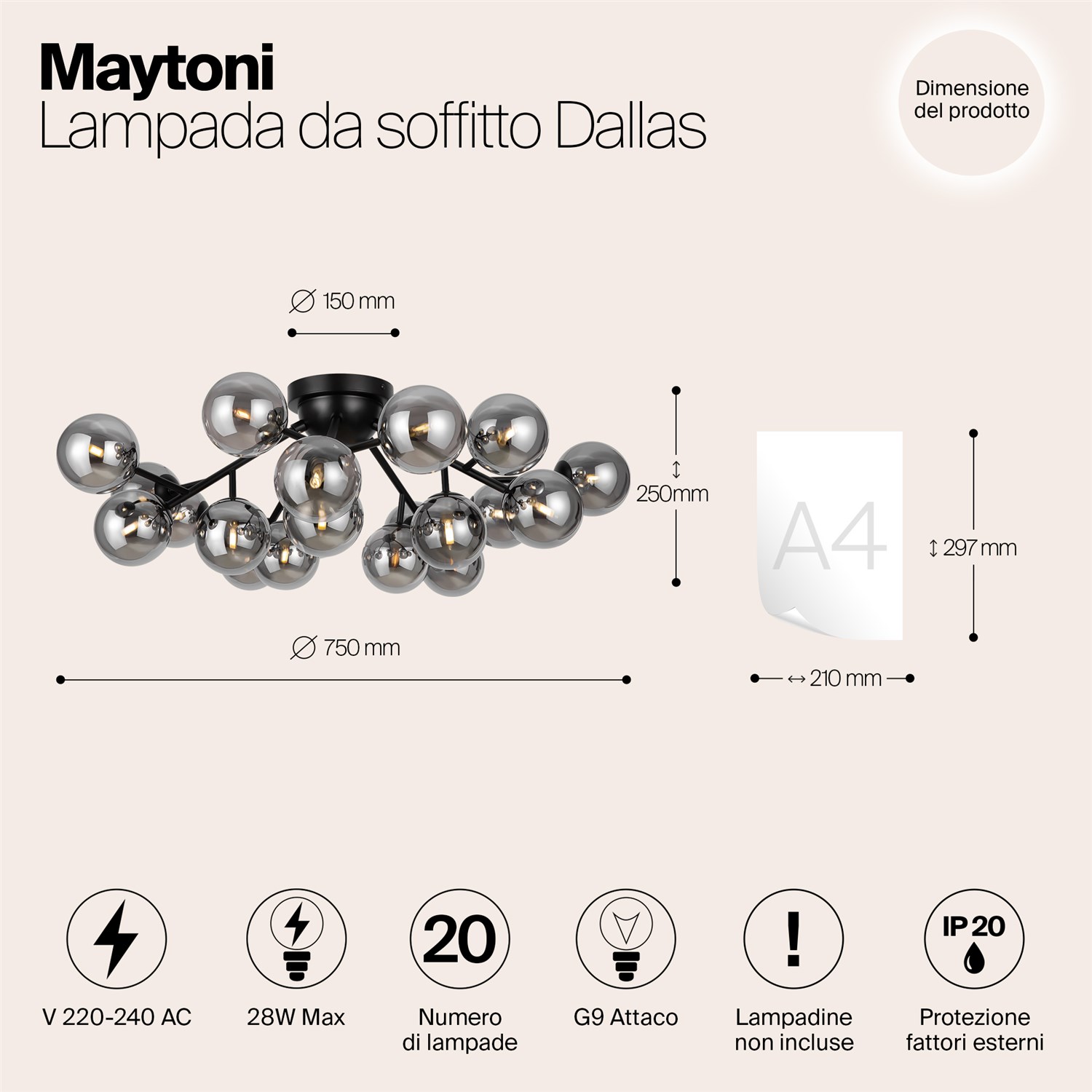 Maytoni Modern Dallas Потолочный светильник цвет: черный MOD545CL-20B