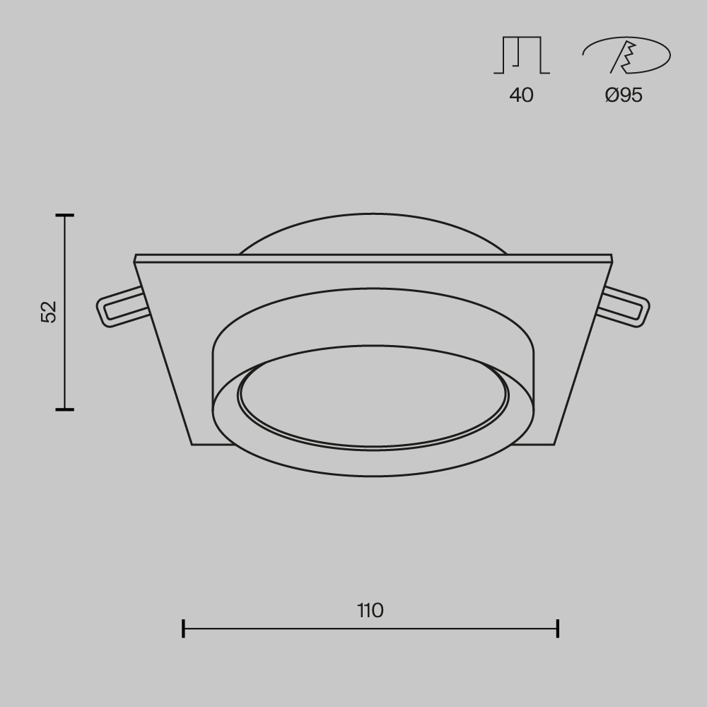 Maytoni Technical Hoop Встраиваемый светильник цвет: черный DL086-GX53-SQ-B