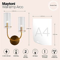Maytoni Classic Arco Настенный светильник (бра) цвет: латунь MOD223WL-02BS