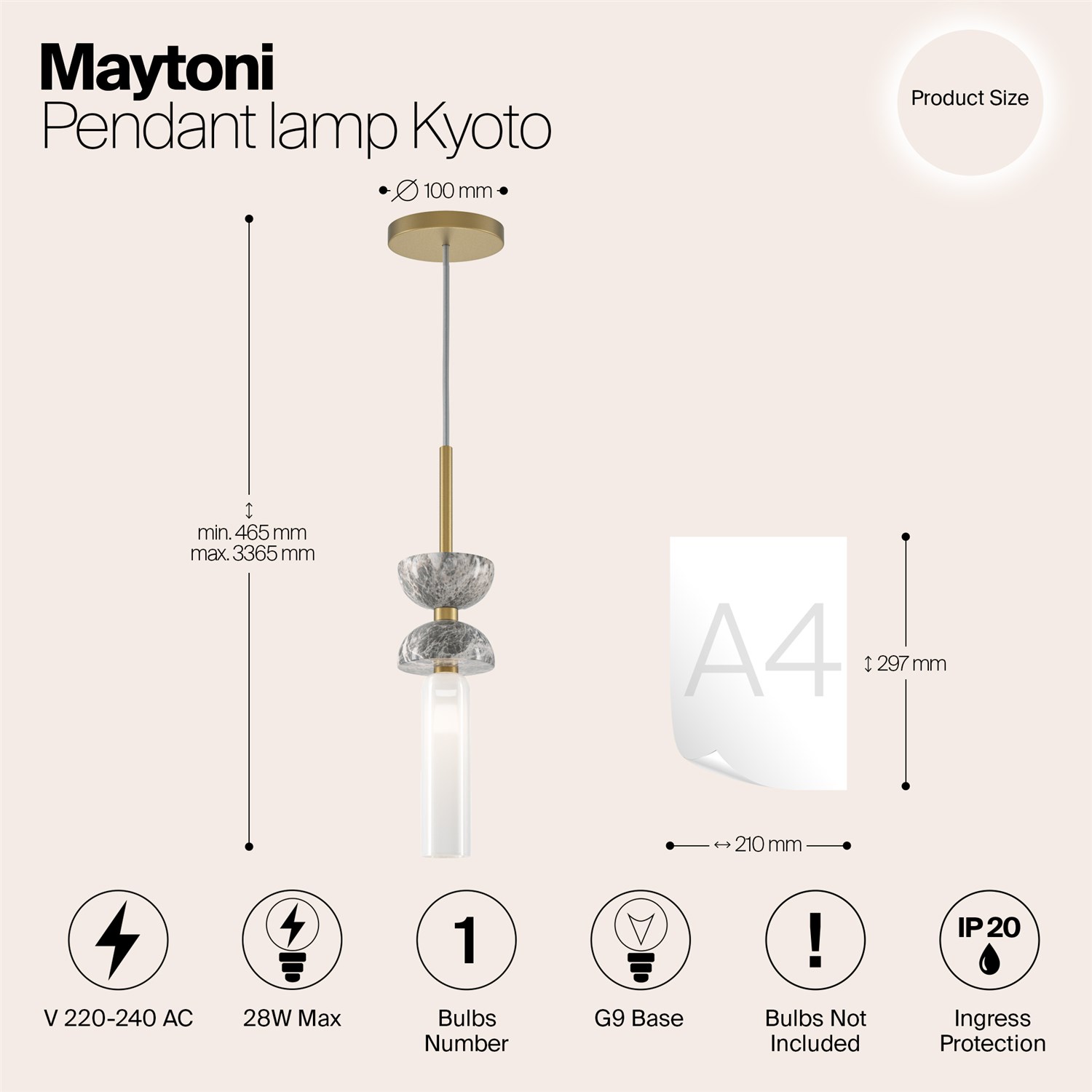 Maytoni Modern Kyoto Подвесной светильник цвет: золото и серый MOD178PL-01GR