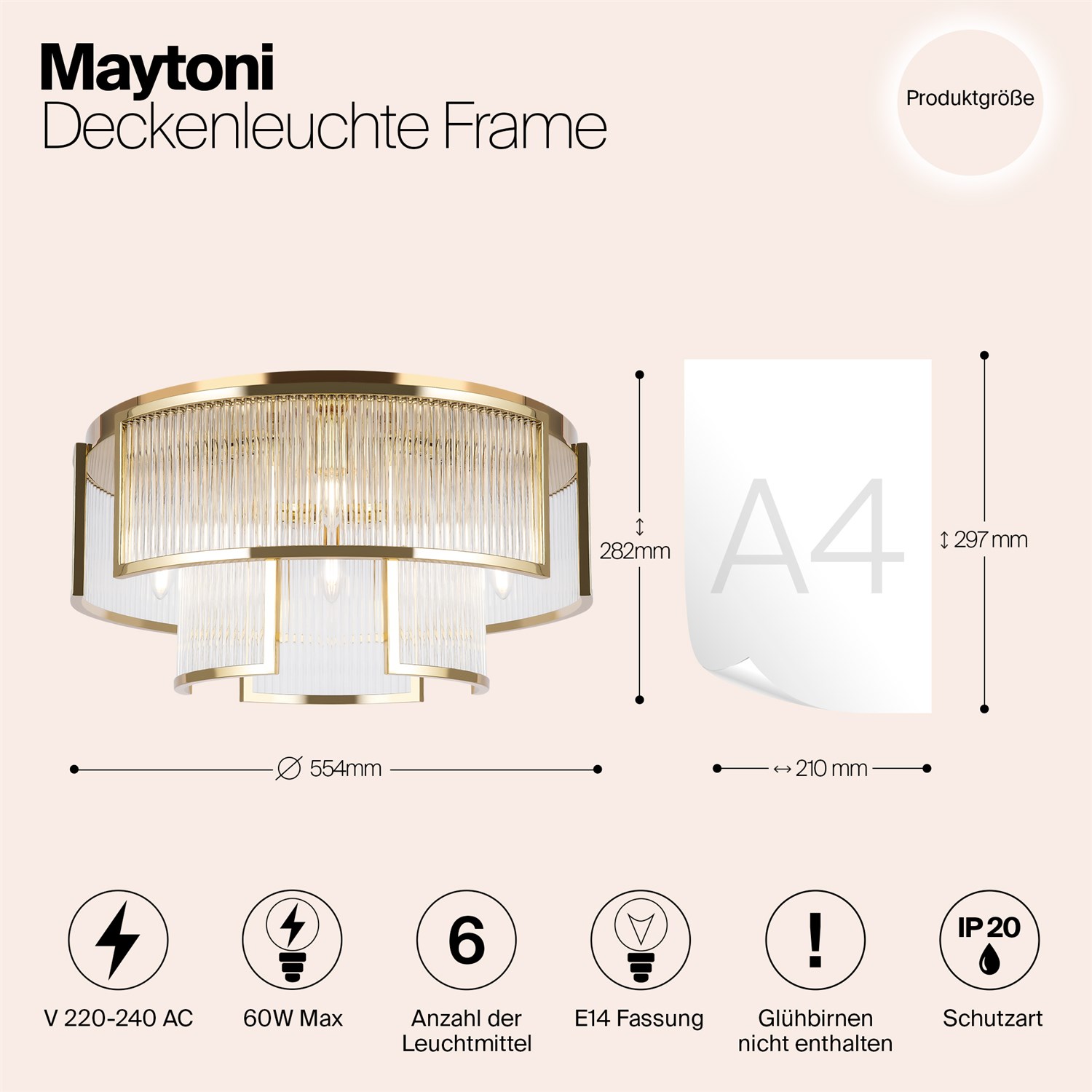 Maytoni Modern Frame Потолочный светильник цвет: золото MOD174CL-06G
