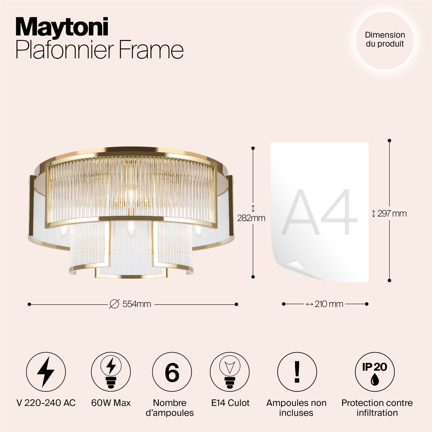 Maytoni Modern Frame Потолочный светильник цвет: золото MOD174CL-06G