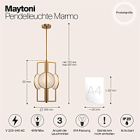 Maytoni Modern Marmo Подвесной светильник цвет: латунь MOD099PL-03G