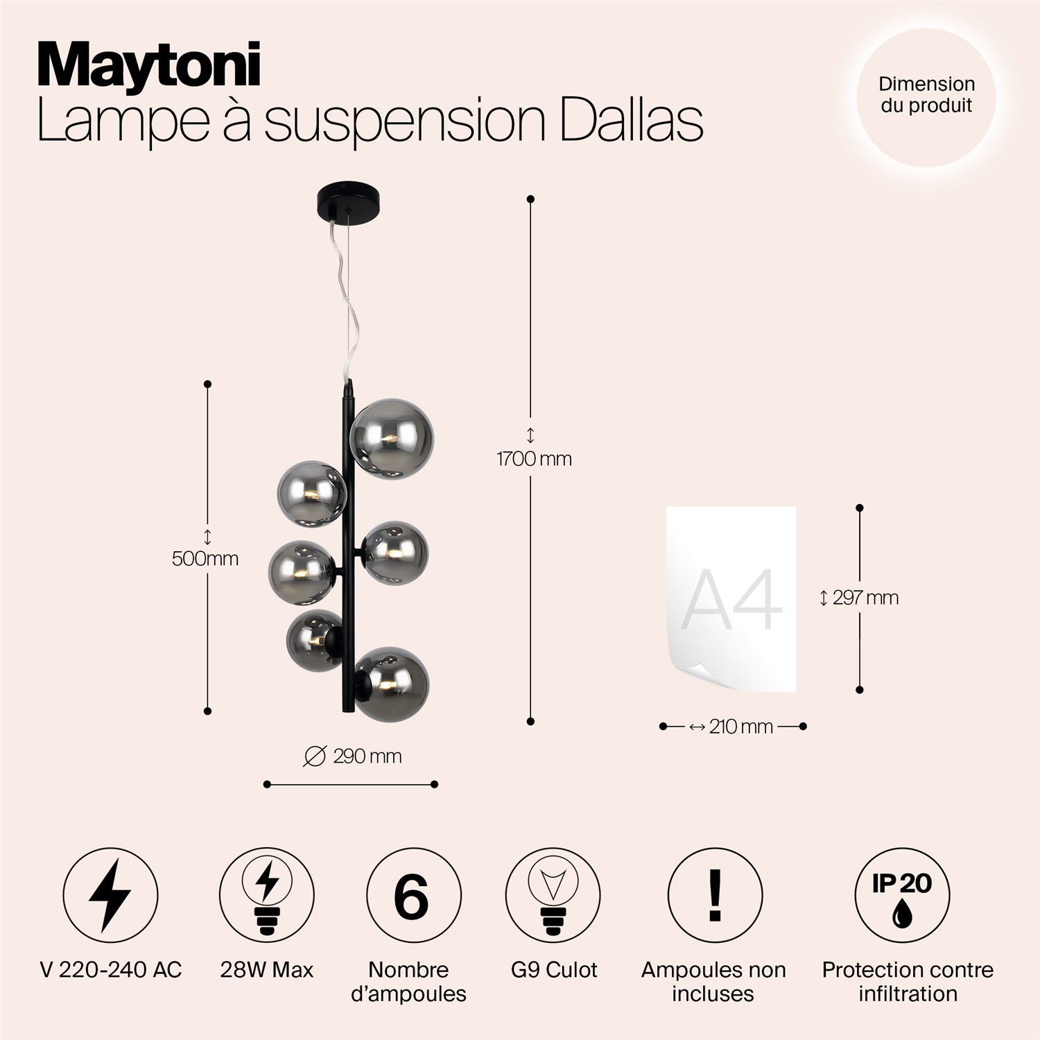 Maytoni Modern Dallas Подвесной светильник цвет: черный MOD545PL-06B
