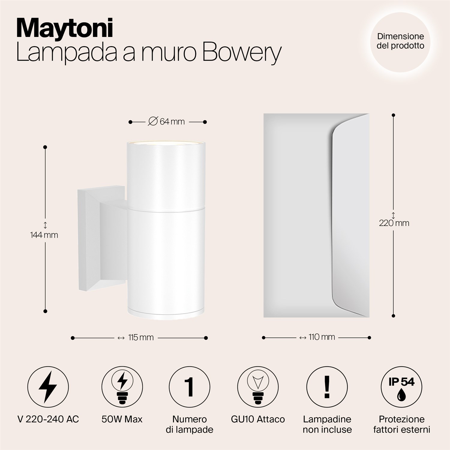 Maytoni Outdoor Bowery Настенный светильник (бра) цвет: белый O574WL-01W
