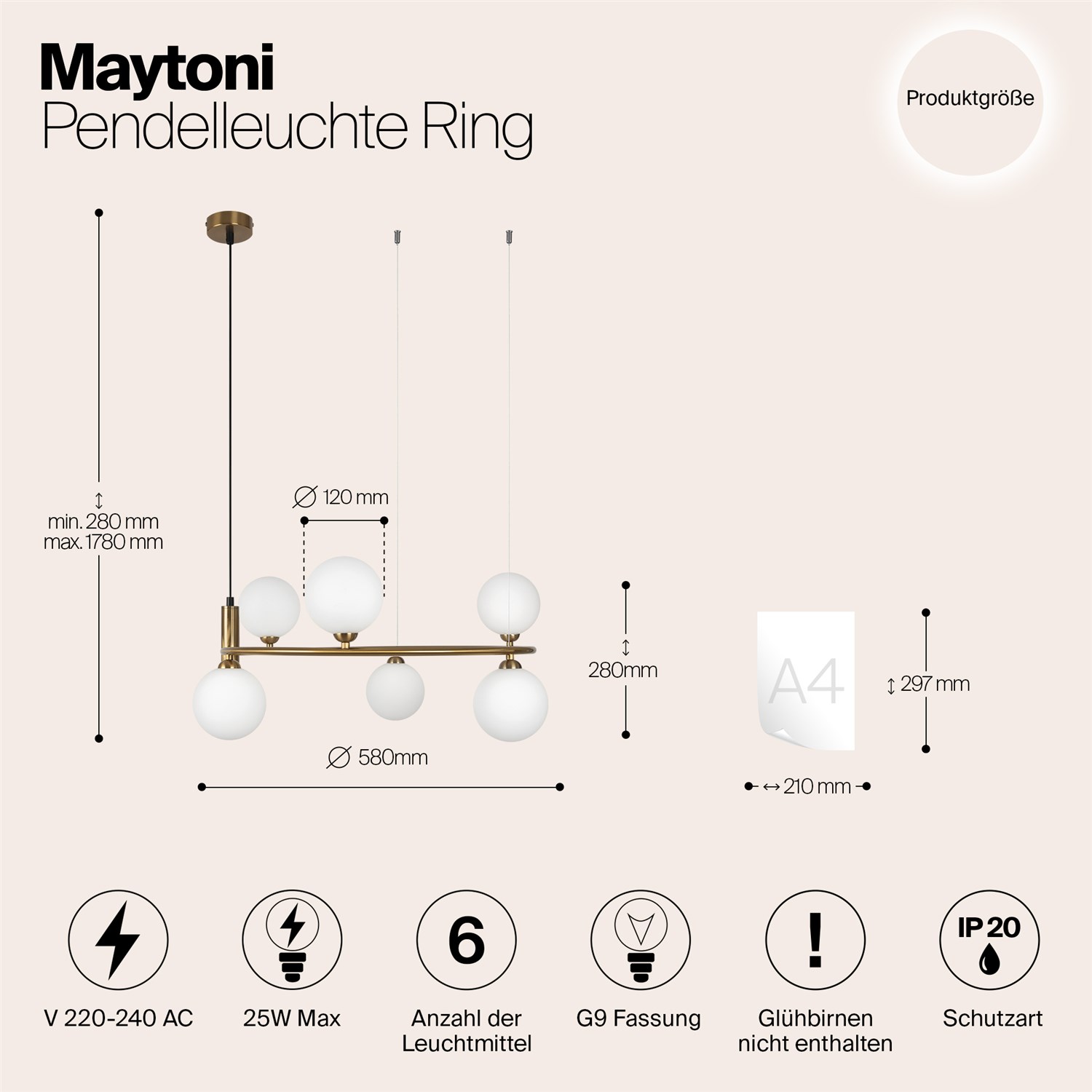 Maytoni Modern Ring Подвесной светильник цвет: латунь MOD013PL-06BS1