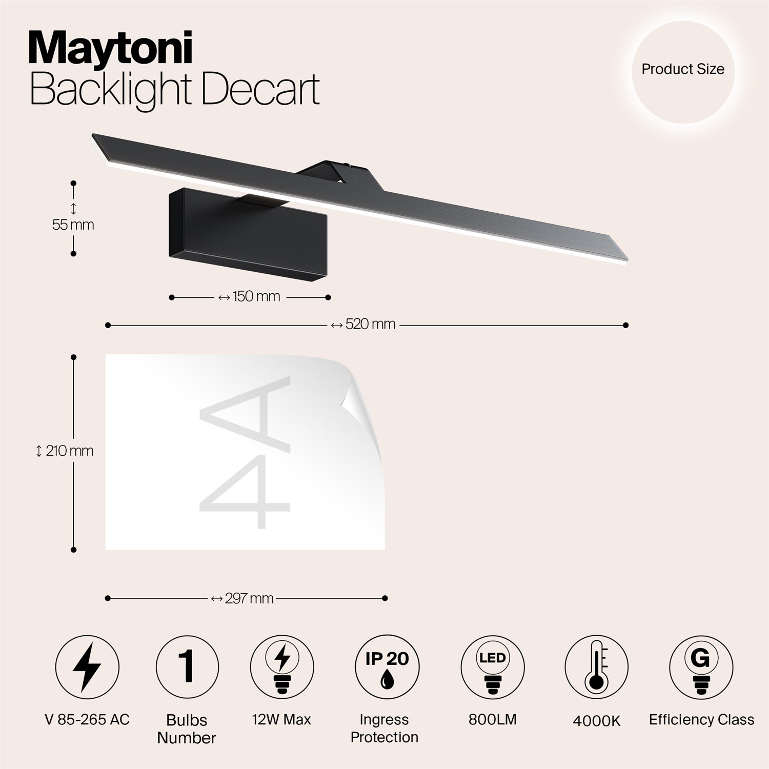 Maytoni Modern Decart Подсветка цвет: черный MIR010WL-L12B4K