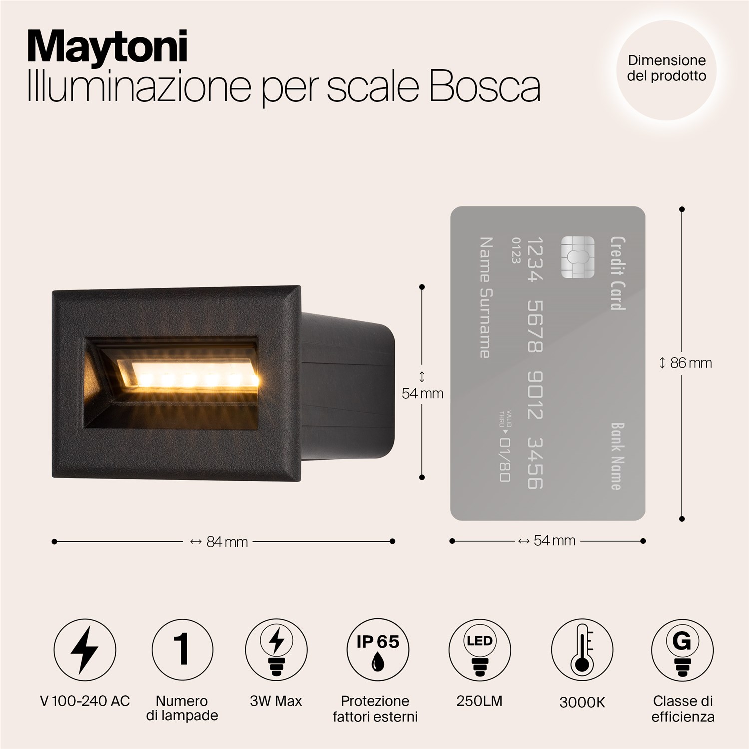 Maytoni Outdoor Bosca Подсветка для лестниц цвет: черный O045SL-L3B3K