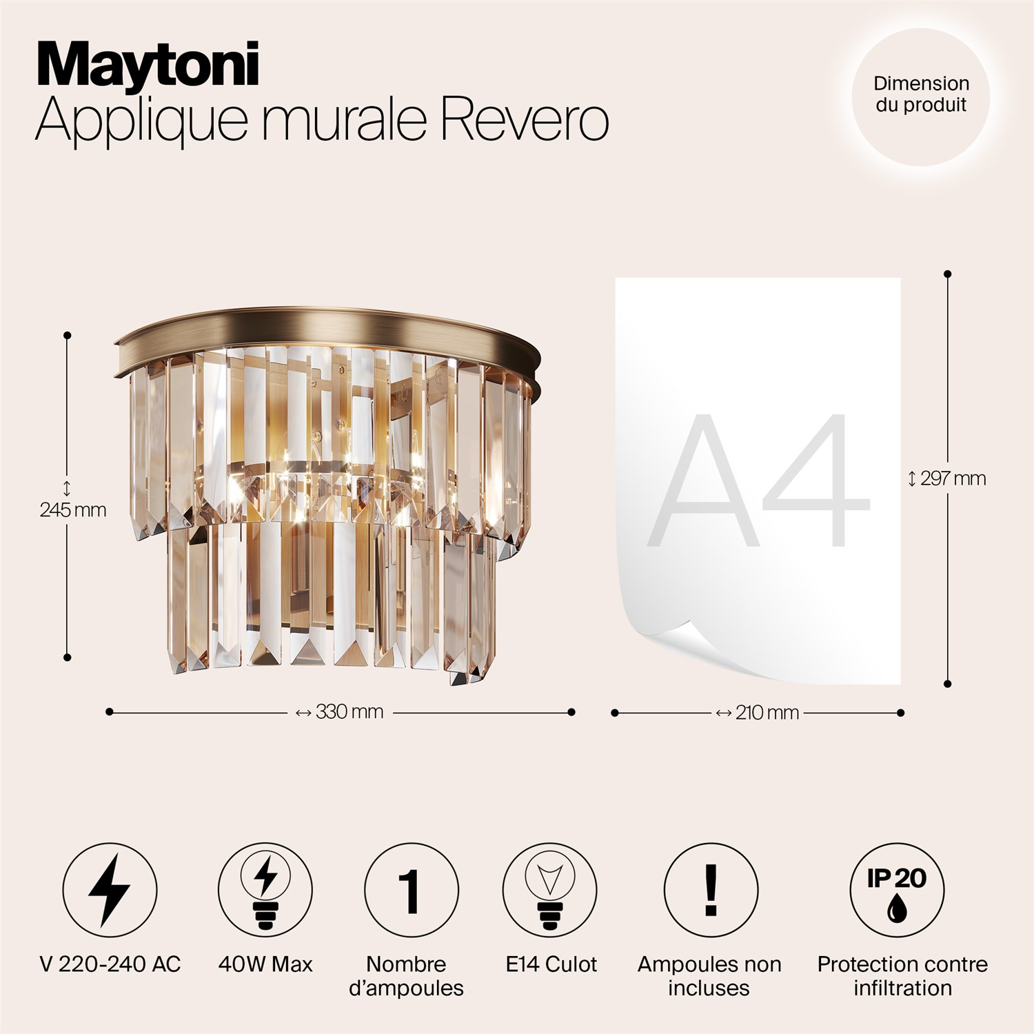 Maytoni Classic Revero Настенный светильник (бра) цвет: золото MOD085WL-01G