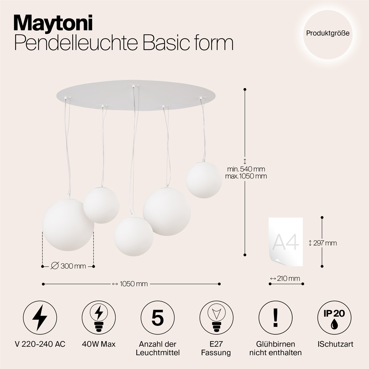 Maytoni Modern Basic form Подвесной светильник цвет: белый MOD321PL-05W1
