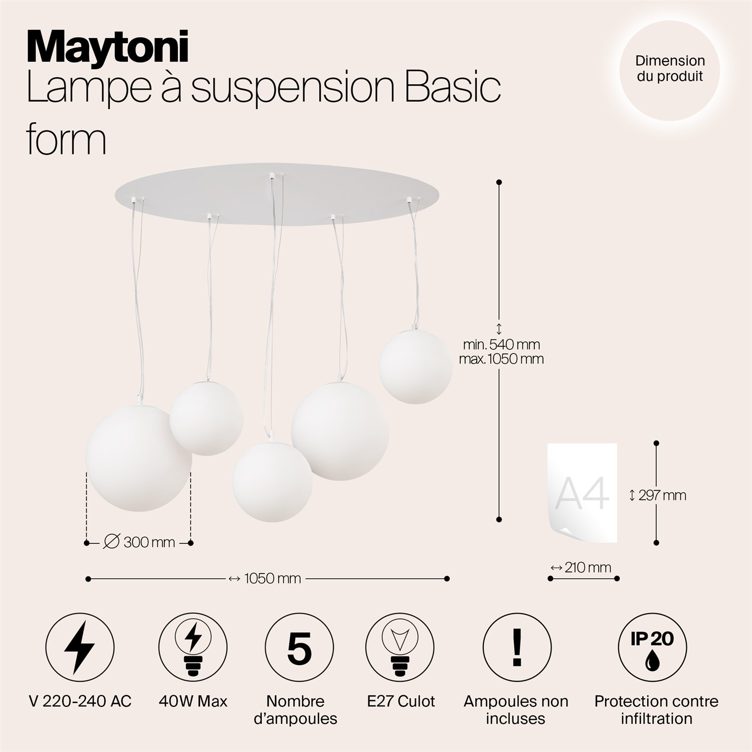 Maytoni Modern Basic form Подвесной светильник цвет: белый MOD321PL-05W1