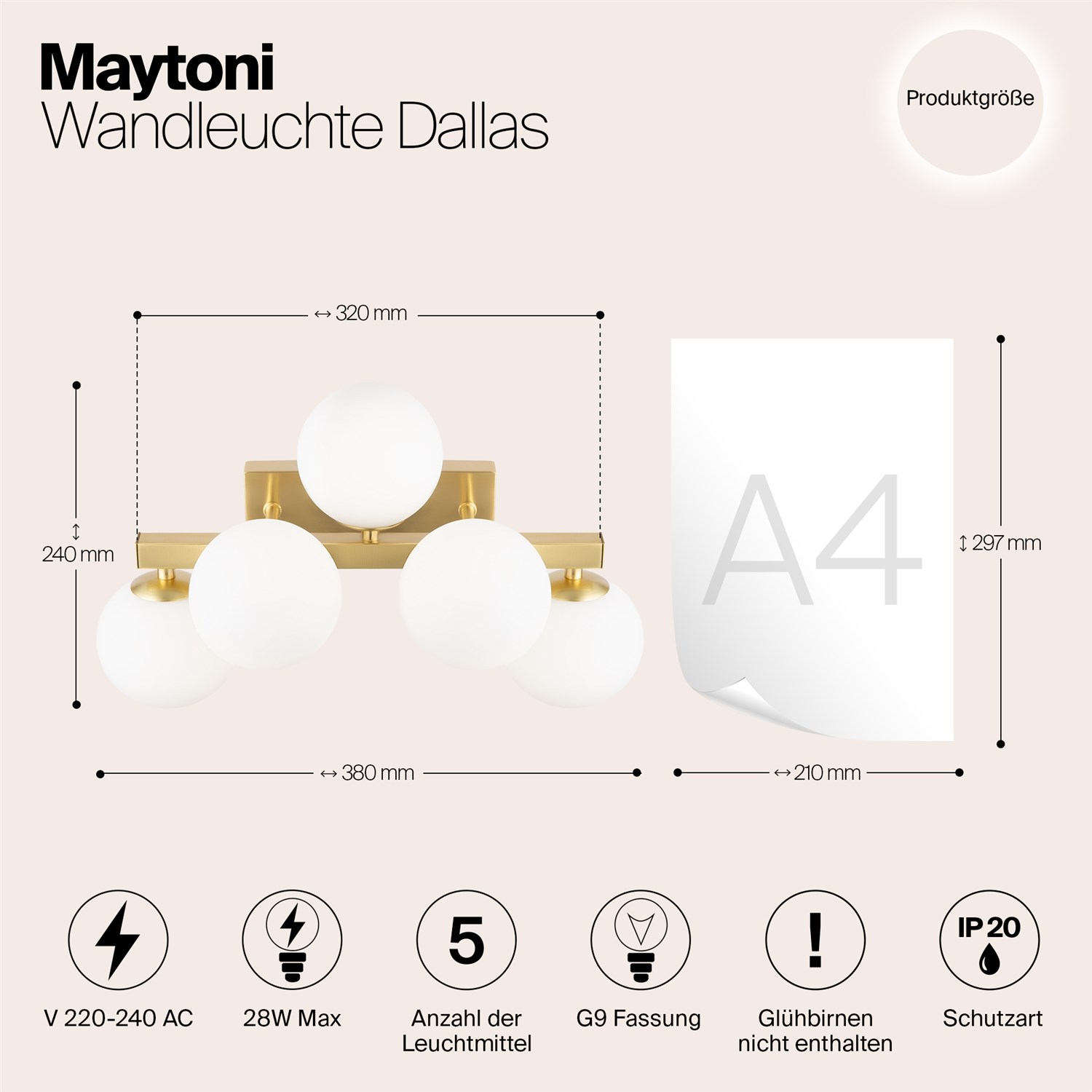 Maytoni Modern Dallas Настенный светильник (бра) цвет: золото MOD547WL-05BS